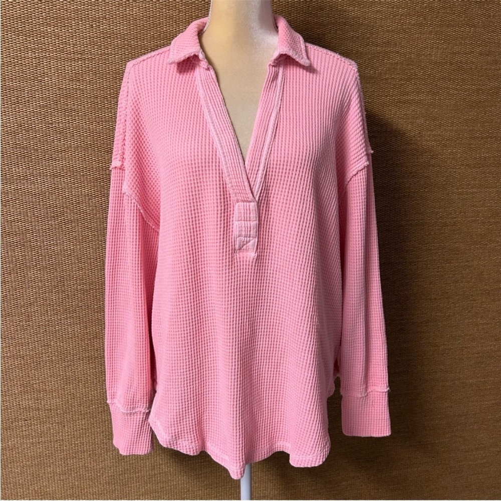 Aerie Top Women’s Medium Pink Waffle Knit